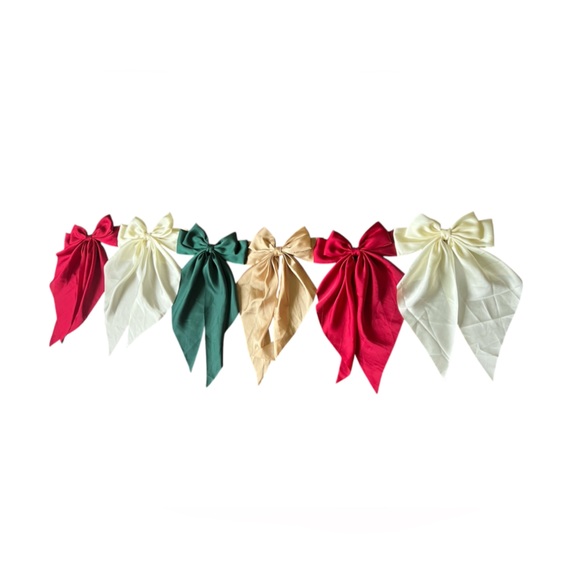 Christmas Holiday Bow Garland - 6 bow length 43.5 inches long - Picture 2 of 3